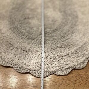 Scalloped Gray Layering Rug Cottage Core 24"  X 16"Farmhouse Decor Country Chic